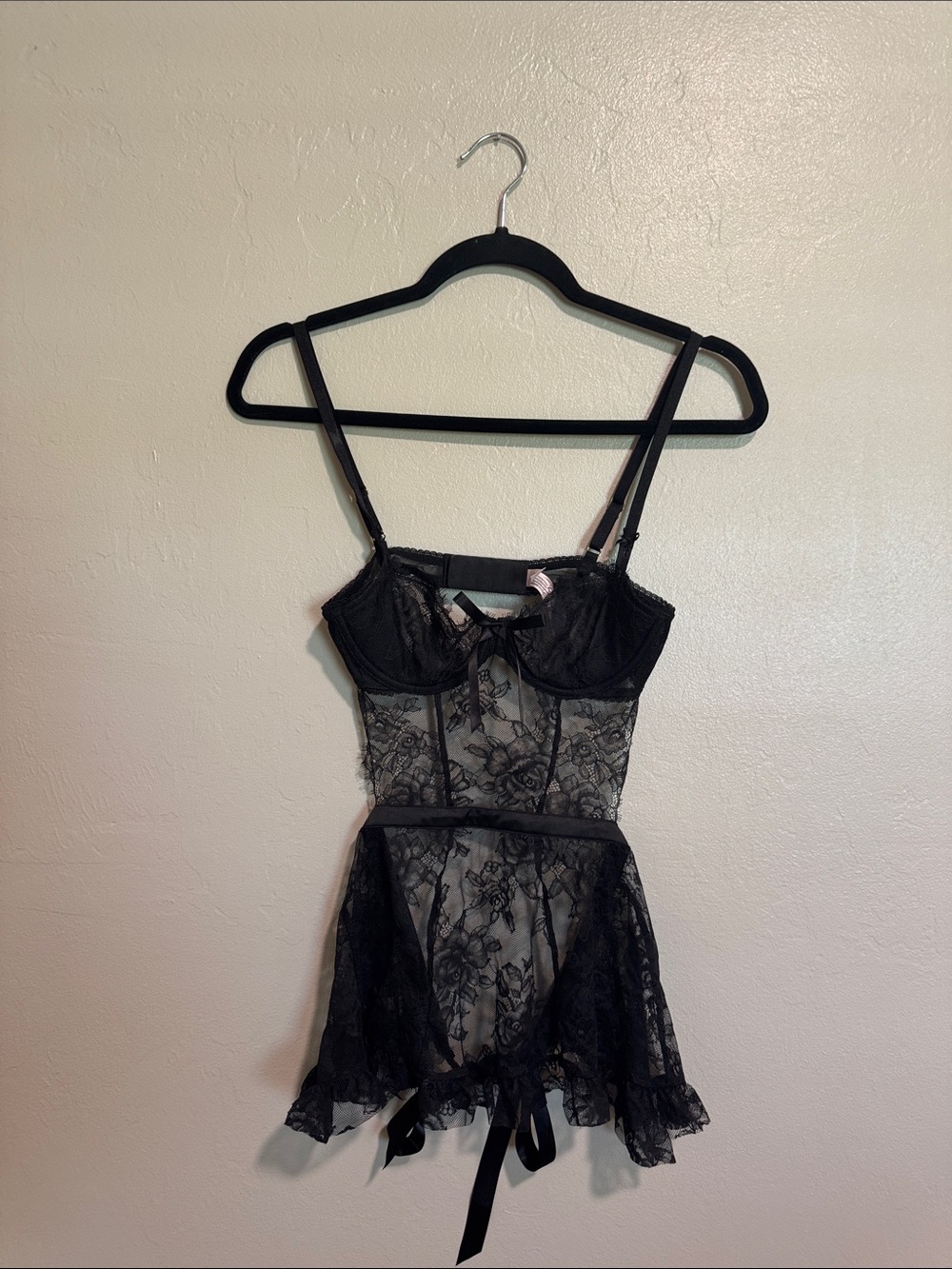 Victoria's Secret Black Lace Bodysuit